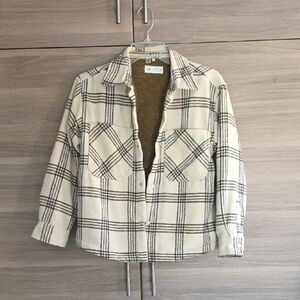Zara Checkered Cream Teddy Jacket